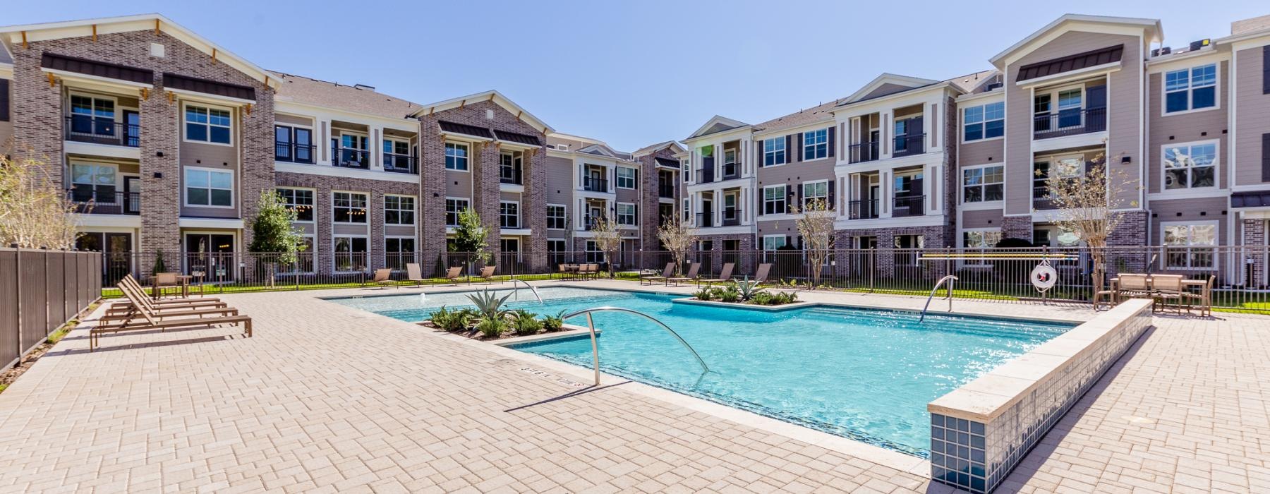 a swimming pool in a courtyard